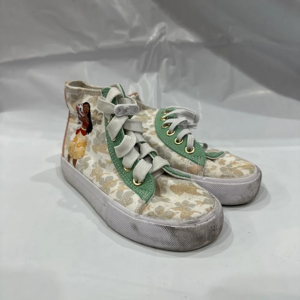Ground Up Moana Sneakers Girls US 12 White Floral Canvas Comfort Shoes EBS2692